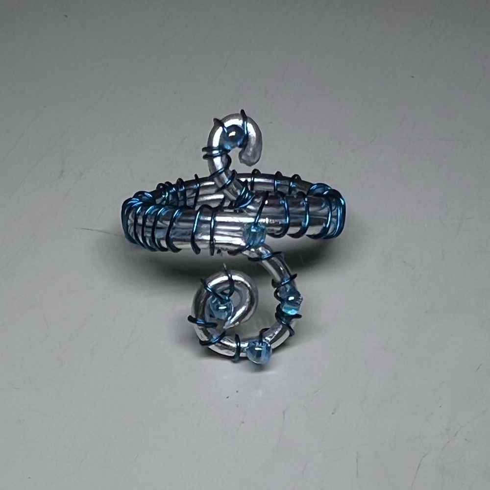 Spiral ring silver and blue